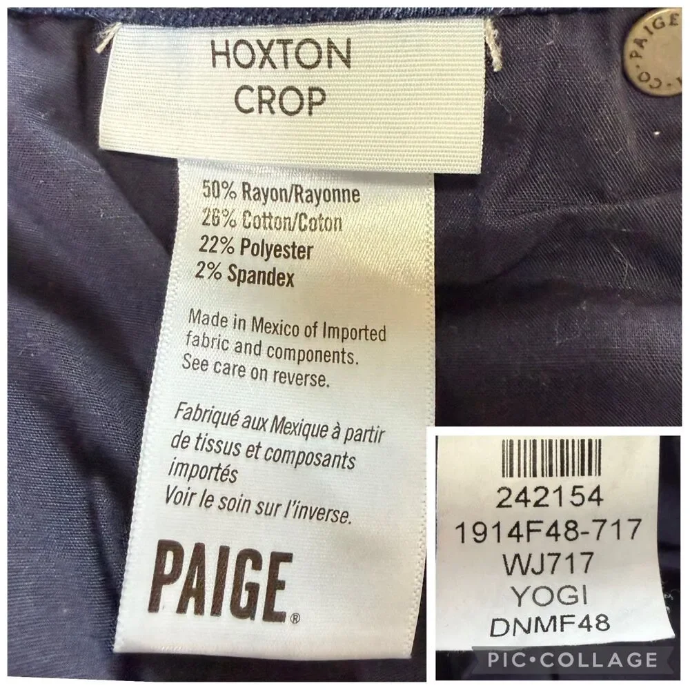 Paige Jeans Women's Size‎ 27 Dark Blue Hoxton Crop Ankle Denim Stretch Mid rise
